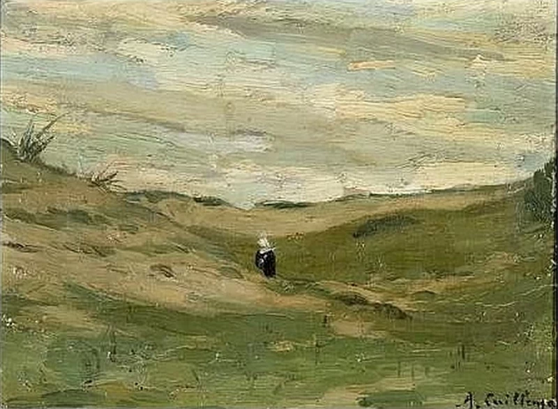 Donna in un sentiero per il paese